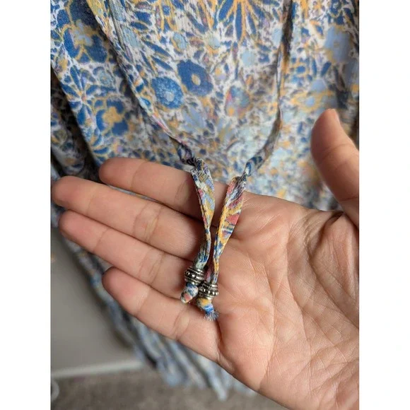 Free People maxi dress size S Feeling Groovy Blue floral boho festival - Picture 10 of 14